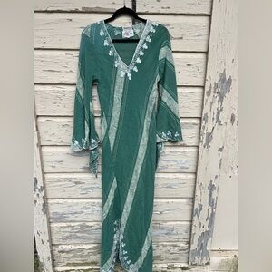 Vintage 60s 70s Glenn Mark Of Boston Embroidered Morocco Kaftan Maxi Dress L